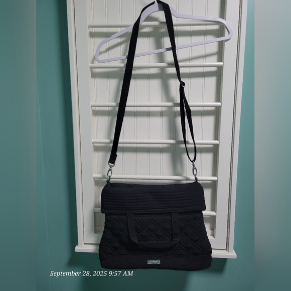 Vera Bradley Black Quilted Adjustable Shoulder Bag - Picture 1 of 16